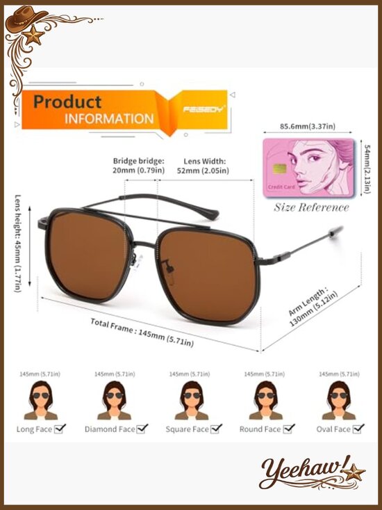 Retro Aviator Sunglasses for Women Men Vintage Square Metal Frame UV Protection main image 3